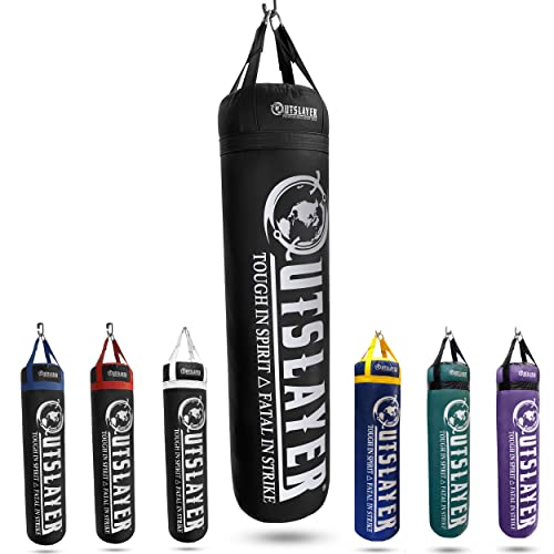 Outslayer 100 lbs Filled Heavy Bag | Custom Colors for Boxing, Kickboxing, Taekwondo & MMA Training | Made in USA - color: Black, style: Without Bottom D-Ring