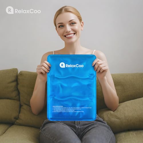 RelaxCoo Large Flexible Ice Pack for Injuries Reusable Gel, 11x14.5 Inches, Cold Compress for Hip, Shoulder, Knee, Back Pain, Swelling, Bruises, Surgery - style: BLUE