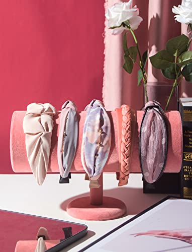 T-Bar Headband Holder Organizer for Show, Soft Velvet Hairband Stand Display, Hair Hoop Accessories Jewelry Storage for Home Bedroom (Peach Velvet) - color: T-Bar Peach Velvet