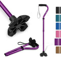 KINGGEAR F1 Walking Stick, Walking Cane for Women & Men, Self Standing Walkers for Seniors with Wrist Strap, Lightweight & Sturdy Offset EVA Handle and Large Quad Base - color: Purple