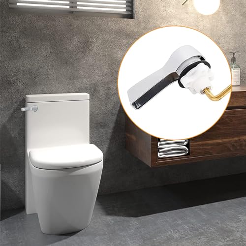 Hibbent Universal Metal Front Mount Toilet Handle Replacement Kit, Chrome | Toilet Bowl Flush Handle with Solid Brass Toilet Flush Tank Lever, Stainless Steel Flapper Chains for Most Toilet Tanks - color: Chrome, style: Upgraded Front Mount