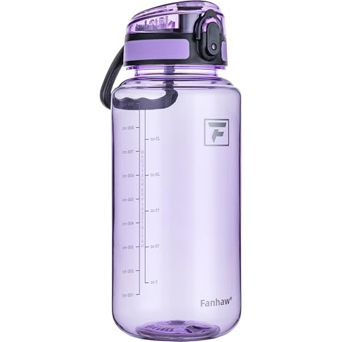Fanhaw 32 Oz Clear Tritan Water Bottle, BPA-Free & Leak-Proof, Wide Mouth with Anti-dust Chug Lid, Reusable Plastic Bottle for Gym, Travel, School & Office, Back to School Essentials (Amethyst) - color: Amethyst, size: 32 Ounces