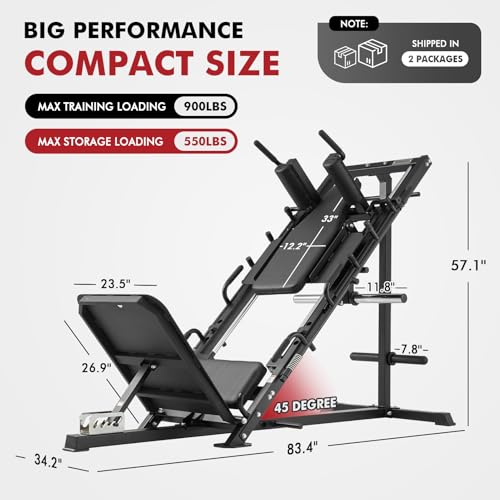 Mikolo Leg Press Hack Squat Machine Combo, Leg Press Machines for Home Gym with Linear Bearing, Hack Squat Machine with Rear and Front Band Pegs, Leg Machine for Full Range Leg Training - style: 230LB DD09 Combo (Black)