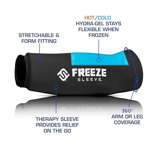 FreezeSleeve Ice and Heat Therapy Sleeve | Reusable Ice Pack Flexible Gel Compression Sleeve for Pain Relief and Recovery of Elbow Knee Ankle Leg Wrist Injuries | Blue Camo Small Medium - color: Blue Camo, size: Small/Medium (Pack of 1)