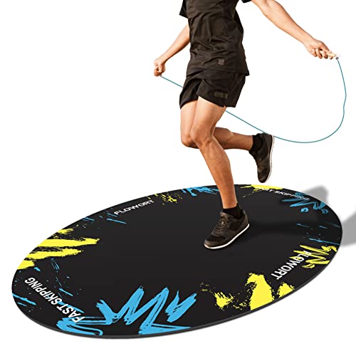 Cheete Jump Rope Mat Large Rubber Exercise Mat Indoor Outdoor Shock Absorbing Mat Non-Slip Oval Design for Floor & Rope Protection, Workout Mats for Home Gym Flooring - color: Blue