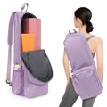 Yoga Mat Bag Carrier Side Mesh Zipper Pocket Exterior Wet Compartment Lightweight Waterproof Yoga Bag for Mat - color: Purple