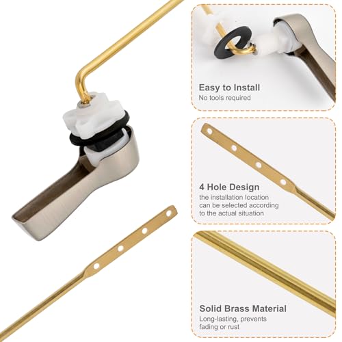 Hibbent Universal Metal Front Mount Toilet Handle Replacement Kit | Brushed Nickel Solid Brass Toilet Flush Tank Lever, Stainless Steel Flapper Chains for Most Toilet Tanks - color: Brushed Nickel, style: Upgraded Front Mount