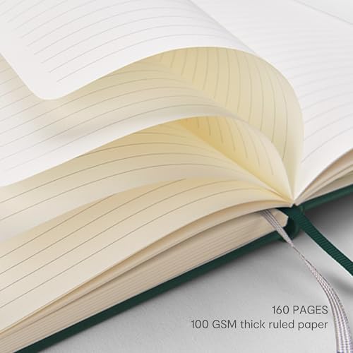 &And Per Se 10-Pack Lined Notebooks, A5 Hardcover, 160 Pages 100gsm Thick Paper, Office Supply Bulk Order, Corporate New Hire Kits, Breakroom Essentials – College Ruled, 10 Units (Green) - color: Green, style: 10 Pack-Lined