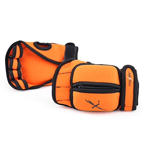 MaxxMMA Adjustable Weighted Gloves, 2 lb. Set - Removable Weight (2 x 0.5 lb. Each Glove) for Sculpting MMA Kickboxing Cardio Aerobics Hand Speed Coordination Shoulder Strength - color: Orange