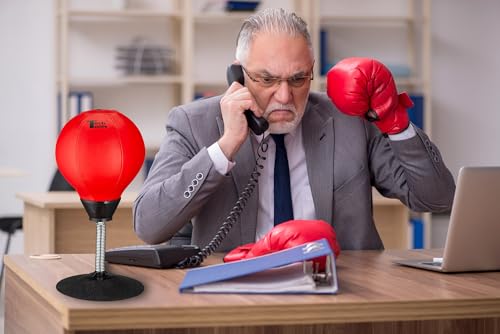 Tech Tools Stress Buster Desktop Punching Bag - Suctions to Your Desk, White Elephant Gifts for Coworker Men and Women, Heavy Duty Stress Relief Ball, Gag Gifts Funny Desk Accessories - color: Red