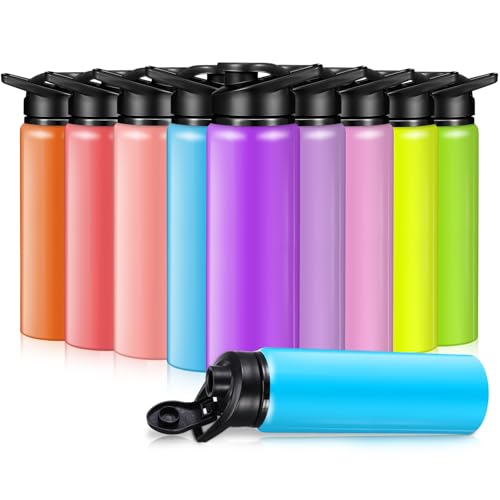 Mimorou 25oz Reusable Aluminum Water Bottles Bulk Multicolor Outdoor Sports Water Bottles for Travel, Gym, Hiking, Cycling, Camping, Fishing, Snap Lid - color: Macaron Color