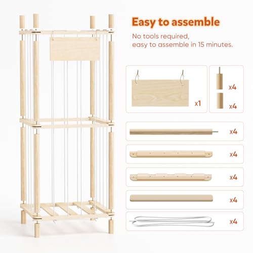 Dayacoco Stuffed Animal Storage, 2 Layer Wood Stuffed Animal Organizer Zoo, Toy Stuffy Storage Bin with Elastic Band and Net for Nursery Play Room Bedroom (Pine Wood) - size: 2 Tiers Without Wheels