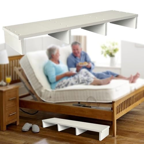 39IN Long Wooden Step Stool for Elderly, Half Wooden Riser Step Stool for High Bed, Bathroom, Kitchen and Living Room, 400LBs Loading(39.0" L*11.5" W*4.6" H, White) - color: White