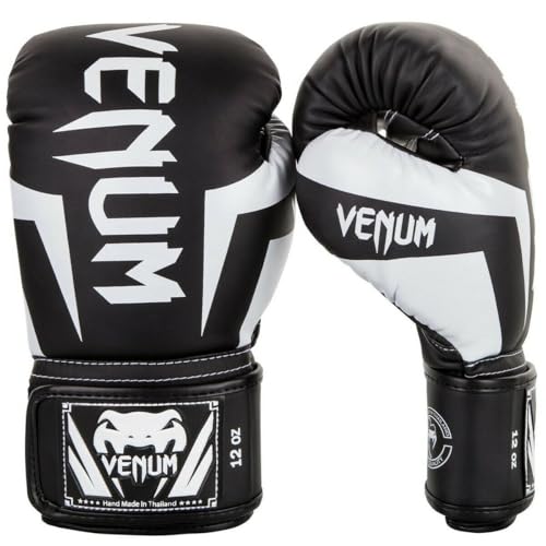 Venum Elite Boxing Gloves - color: Black/White, size: 10-Ounce