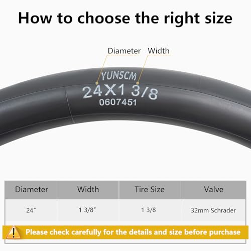 2-PCS 24x1 3/8 (37-540) Heavy Duty Bike Tubes AV32MM Schrader Valve 24x1 3/8 Inner Tubes Compatible with 24 x 1 3/8 Wheelchair Bike Bicycle Tire Tubes