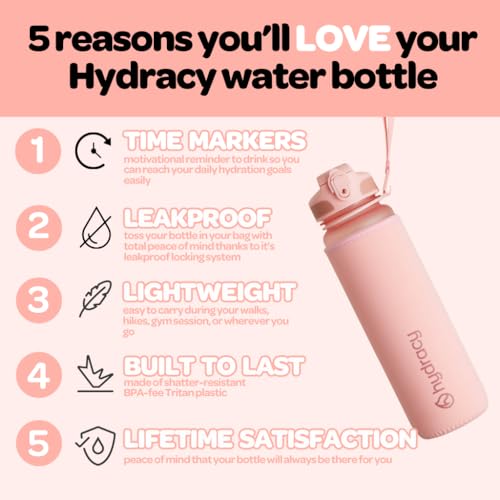 Hydracy Motivational Water Bottle with Time Marker & Fruit Infuser 17 oz | BPA-Free Tritan, Leakproof Flip-Top Lid,No-Sweat Sleeve,Carry Strap,Daily Intake Tracking for Gym,Sports,Outdoors - color: Rose Gold, size: 17 Ounces