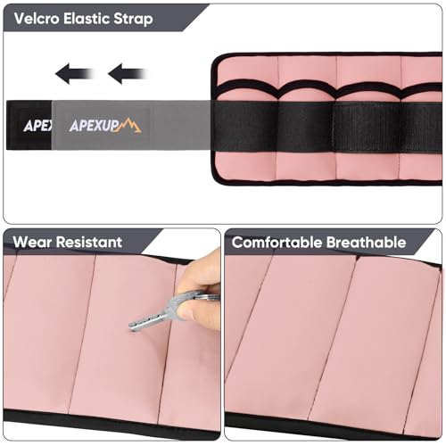 APEXUP Adjustable Ankle Weights for Women and Men, Modularized Leg Weight Straps for Yoga, Walking, Running, Aerobics, Gym, Physical Therapy - color: Pastel Pink, size: 2.5 lbs x2