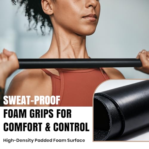 LIONSCOOL Workout Weighted Bar,Padded Exercise Weight Bar, Solid Steel Stretching weighted bar set for Body Sculpting, Physical Therapy,Body Toning - size: 30LB