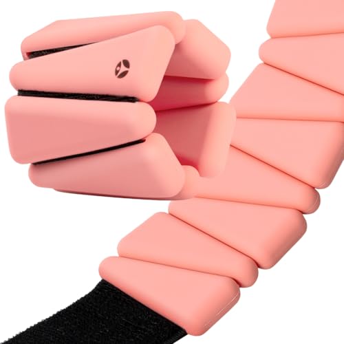 OmWeights Premium Weighted Bangles – Stylish Wrist and Ankle Weights for Women and Men | Cardio, Yoga, and Pilates Ankle Weights for Women and Men | Adjustable Leg and Arm Weights 1lb Each - color: Dawn Rose