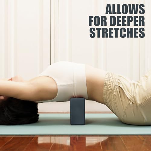 Septo 2 Pcs Yoga Blocks, 9x6x3 Inch Foam Blocks for Pilates | High density EVA foam Yoga Props lightweight non-slip surface for meditation stretching balance training - color: Grey