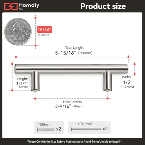 Homdiy 15 Pack 3-1/2 Inch Brushed Nickel Cabinet Pulls - Modern Handles for Drawers and Doors, Stainless Steel Hardware - color: Brushed Nickel, size: 3-1/2in hole centers