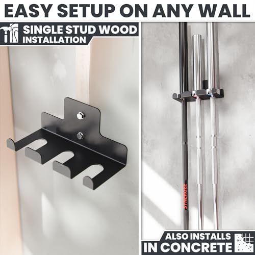 Synergee Wall Mounted Barbell Holder – Heavy Duty Gym Accessory Rack - color: d) 3 Bracket
