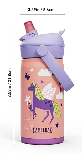 CamelBak Thrive Flip Straw Kids Bite Valve Stainless Steel Water Bottle Magic Unicorns, 12oz - color: Magic Unicorns