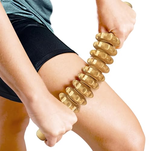 Manual Massage Stick, Curved Wooden Handheld Roller Trigger Point Massager for Fascia, Cellulite, Muscle & Abdomen, Body Therapy Massager, Belly Relief Tool, White - color: White