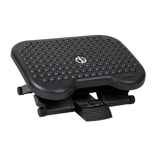 Mind Reader Foot Rest, Under Desk at Work, Ergonomic, Height Adjustable, Office, Plastic, 17"L x 13"W x 6.25"H, Black - size: Single