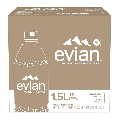 Evian Natural Spring Water, 1.5 L bottle (Pack of 12) - size: 50.7 Fl Oz (Pack of 12)