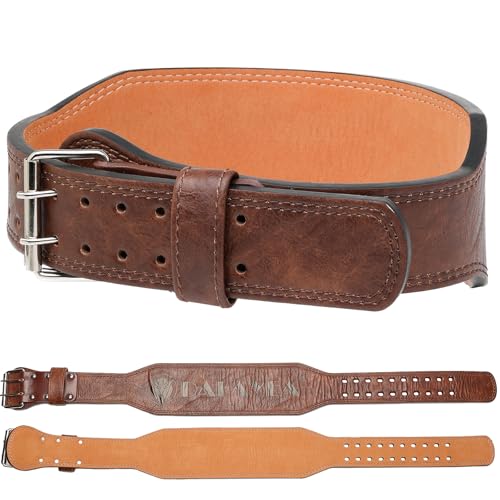 Weight Lifting Belt Gym Fitness, Padded Cowhide Leather Weightlifting Belt, Functional Powerlifting Belt Adjustable Weightlifting Belt - color: Brown, size: Medium