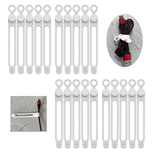 [20Park]UMUST Silicone Cable Ties, Reusable Cable Management Organizer,Cable Straps,Cord Ties,Multipurpose Elastic Cord Organizer for Bundling and Fastening Cable Cords Wires(white) - color: 20pcs-white, size: 4.2Inch