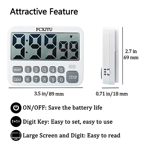 Digital Kitchen Timer, Large Display Countdown/Up Timer with Digits Directly Input, Fast Setting, Loud Alarm, ON/Off, Magnetic Back Stand for Cooking, Baking, Study - size: YS316