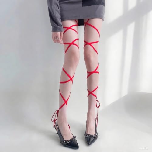 PENTA ANGEL Rave Leg Wraps Elastic Leg Grater Straps Legging Costume Accessories for Women Concert Festival Halloween Outfit - color: Red