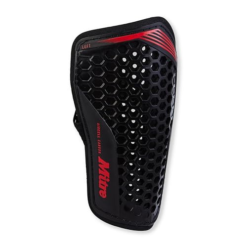 Mitre Unisex Soccer Shin Guards - color: Aircell Carbon Slip Black/Red, size: Medium