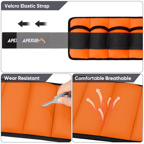 APEXUP Adjustable Ankle Weights for Women and Men, Modularized Leg Weight Straps for Yoga, Walking, Running, Aerobics, Gym, Physical Therapy - color: Orange, size: 5 lbs x2