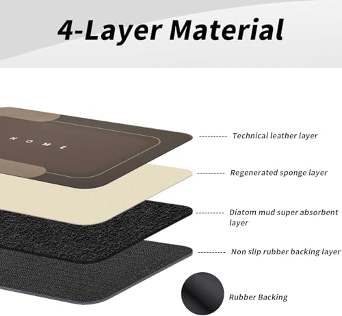 Housego Absorbent Bath Mat, Quick Dry Bath Rug, 16.93x26.77, Brown | Absorbent Bath Mat Magic Rug; Quick Drying Magic Bath Mat Non-Slip Floor Rug Rubber Backed for Bathroom Kitchen Shower Sink - color: Brown, size: 1'5" x 2'3" (Rectangular)