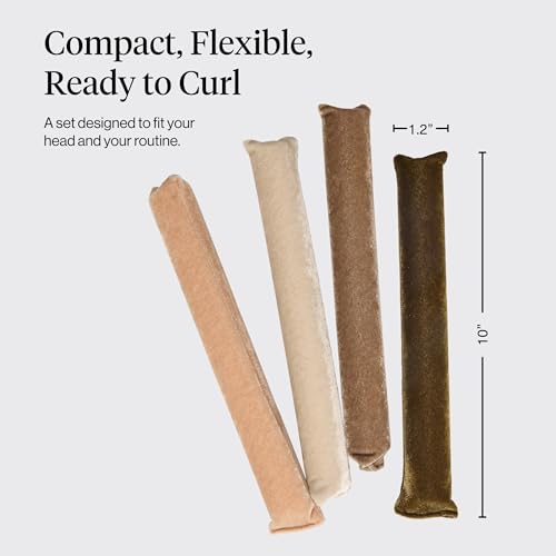 Kitsch Velvet Jumbo Flexi Rods, Heatless Curling Rods - No Heat Curls Overnight, Comfortable Hair Curlers to Sleep In for Frizz-Free and No Heat Damage Styling - 4pcs, Eucalyptus - color: Eucalyptus, size: 1 Count (Pack of 4)