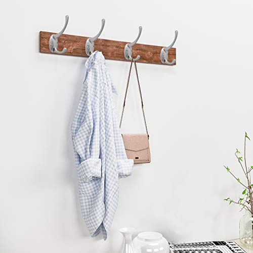IBosins 12 Pack Silver Coat Hooks Wall Mounted with 24 Screws Retro Double Hooks Utility Silver Hooks for Coat, Scarf, Bag, Towel, Key, Cap, Cup, Hat - color: Silver