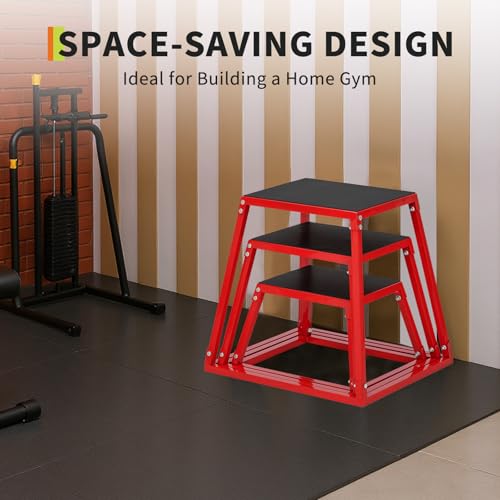 GarveeLife Plyometric Jump Box, Heavy-Duty Steel Plyo Boxes with Rubber Pad for Home Gym, Jump Platforms Step Up Box, Jump Trainers Conditioning Strength Training with Sizes 12", 18", 24", 30" - size: Rectangular