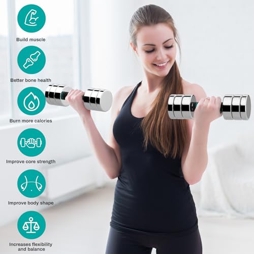 LIFERUN Steel Adjustable Dumbbell Set of 2, 5/10/15lb Free Weights Dumbbells Set, Non-Slip and Comfortable Foam Handle, Adjustable Dumbbells Weights Set for Home Gym Office Exercise - style: 15lbx2