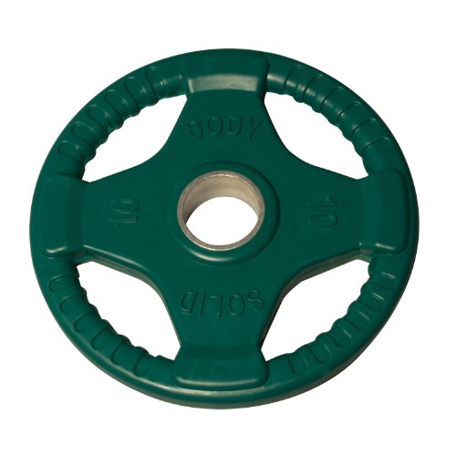 Body-Solid Quad Grip Design Rubber Plate - Olympic Weight Plates with Rubber Coating for Weight Lifting and Strength Training - style: 10 lbs.