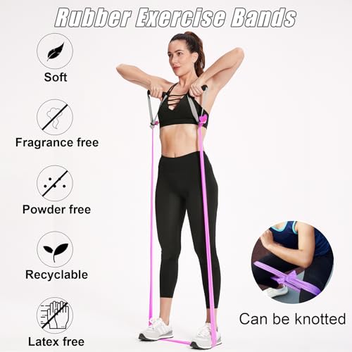 Resistance Bands for Physical Therapy, Bands for Working Out, Latex Free Elastic and Exercise Bands Set for Stretching, Suitable for Rehab, Yoga, Pilates, Gym, Home Exercise - color: Gradient Pink 5-80lbs - Includes Accessories