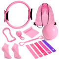 Pilates Equipment Set for Home Workouts, 4-in-1 Pilates Ring, Resistance Bands, Mini Exercise Ball & Fitness Strap, Full-Body Toning Kit for Beginners to Advanced, Core Strength & Flexibility Training