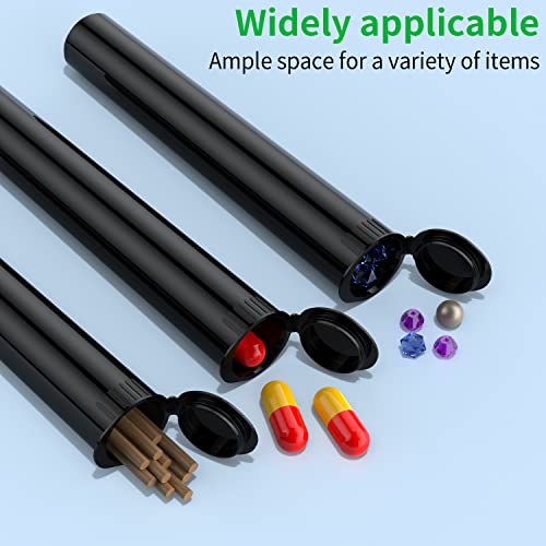 Urekt 100 Pack 116mm Tubes Black Plastic Pop Top Pill Storage Tubes, Child Resistant Waterproof Pill Plastic Tube Pill Container Medicine Holder BPA Free