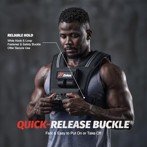 ZELUS Weighted Vest Men, 23lbs/36lbs/45lbs Adjustable Weight Vest with 10/16/20 removable Iron Weights and Reflective Strips, No-Bounce Design for Strength Training, Running, HIIT & Calisthenics - size: 23LB