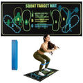 Squat Mat with Foot Position, 31.5'' x 13.8'' Guided Training Pad for Proper Form, 4 mm Thickness Squat Target Pad with A Resistance Band, Non Slip Exercise Mat for Squats, Leg & Abdominal Workouts