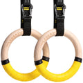 Lebert Fitness Wooden Gymnastic Rings – 1.25" Rings with Numbered Straps