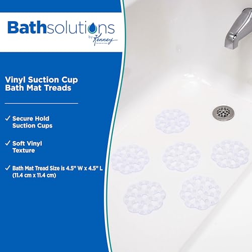 Kenney KN61549 Vinyl Bath Treads with Suction Cups for Use Inside The Bathroom Shower, 5" L x 5" W, Clear (Pack of 4) - size: 5" (Round) (Pack of 4)