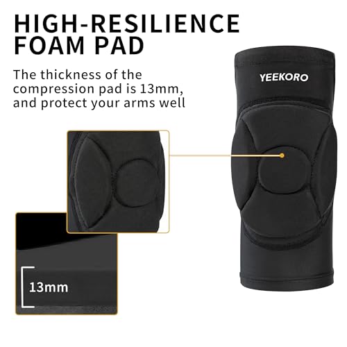 Kids/Youth Knee Pads Elbow Pads, Sports Compression Support Sleeve | Knee Elbow Protective Gear, Sports Knee Elbow Protector with Thickened Pads for Basketball Wrestling Football Volleyball - color: Black Elbow Pads, size: YM (arm circumference: 7.48-8.27